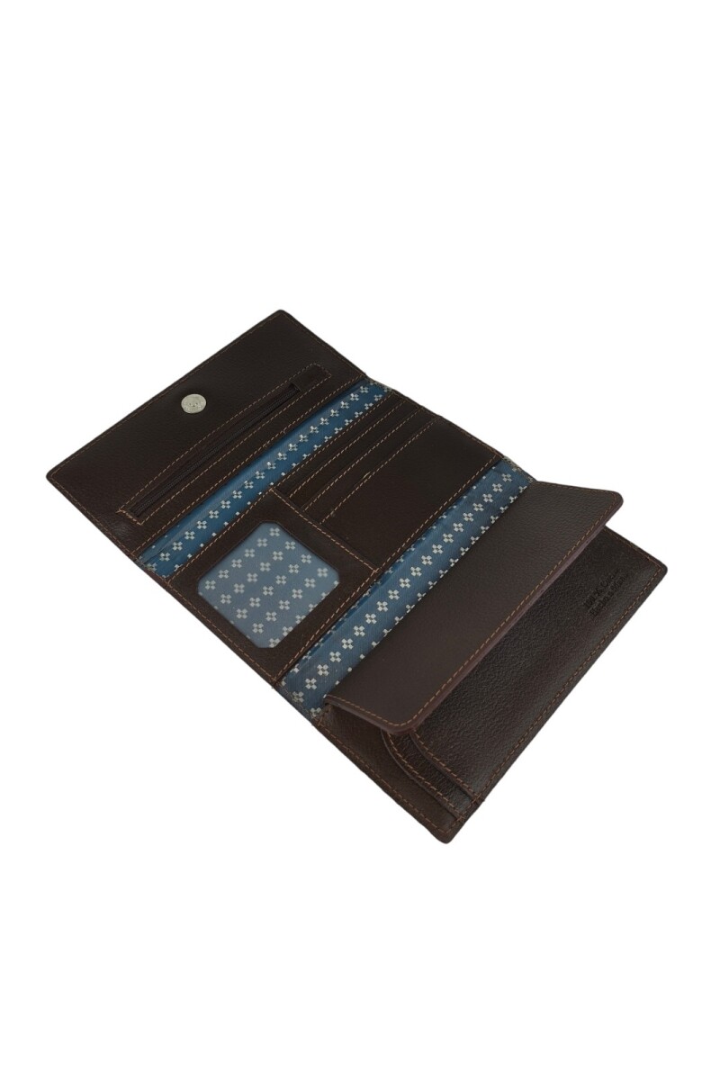 Billetera en Cuero Genuino al corte con Detalle de Guardapampa Marron
