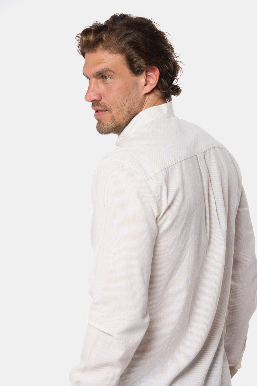 CAMISA DE LINO CUELLO MAO Beige