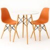 Juego de comedor Con Mesa Circular de 80cm + 2 Sillas Eames Naranja
