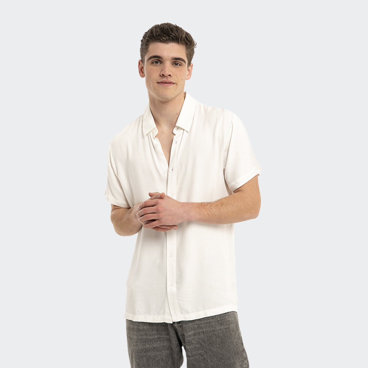 Camisa Reef de Manga Corta Lisa - Blanco 