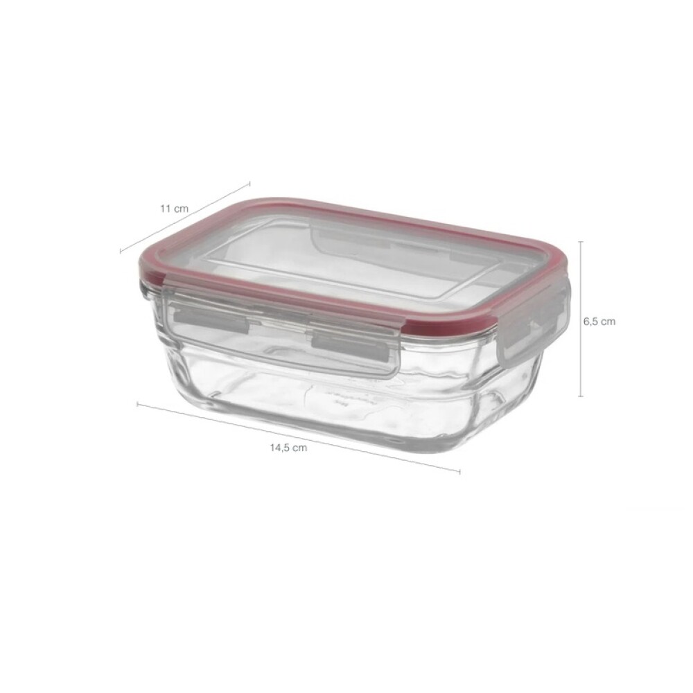 Tupper Hermético Rectangular de Vidrio 400 ml FACILITA MAIS POTE HERMETICO RECT. 400 ML