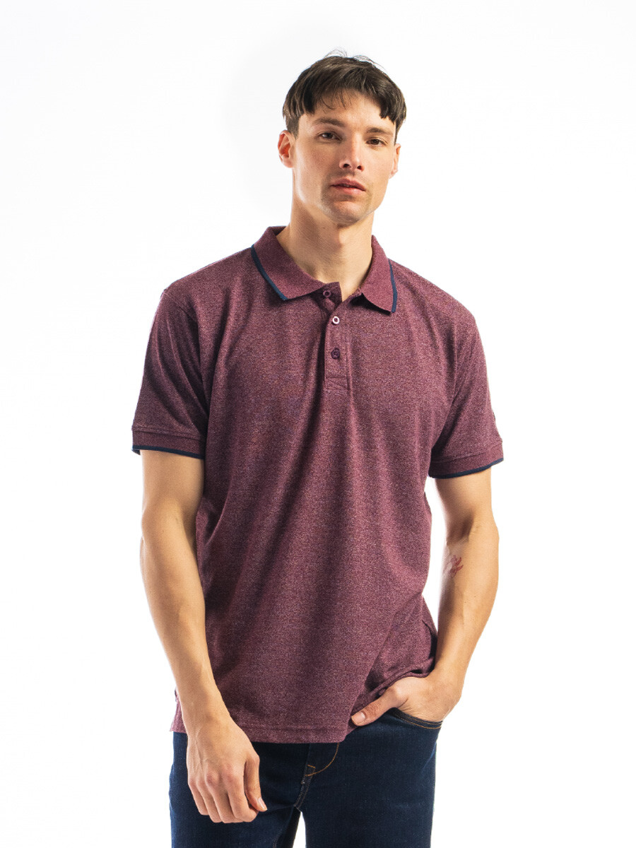 Polo Lisa Algodón - Bordo Melange/Marino 