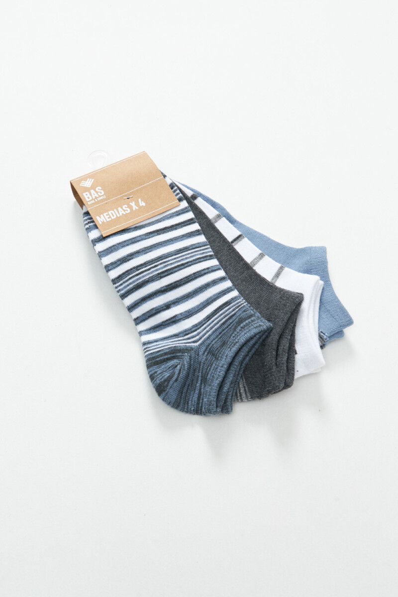 Pack X4 Medias Soquete Estampado Gris