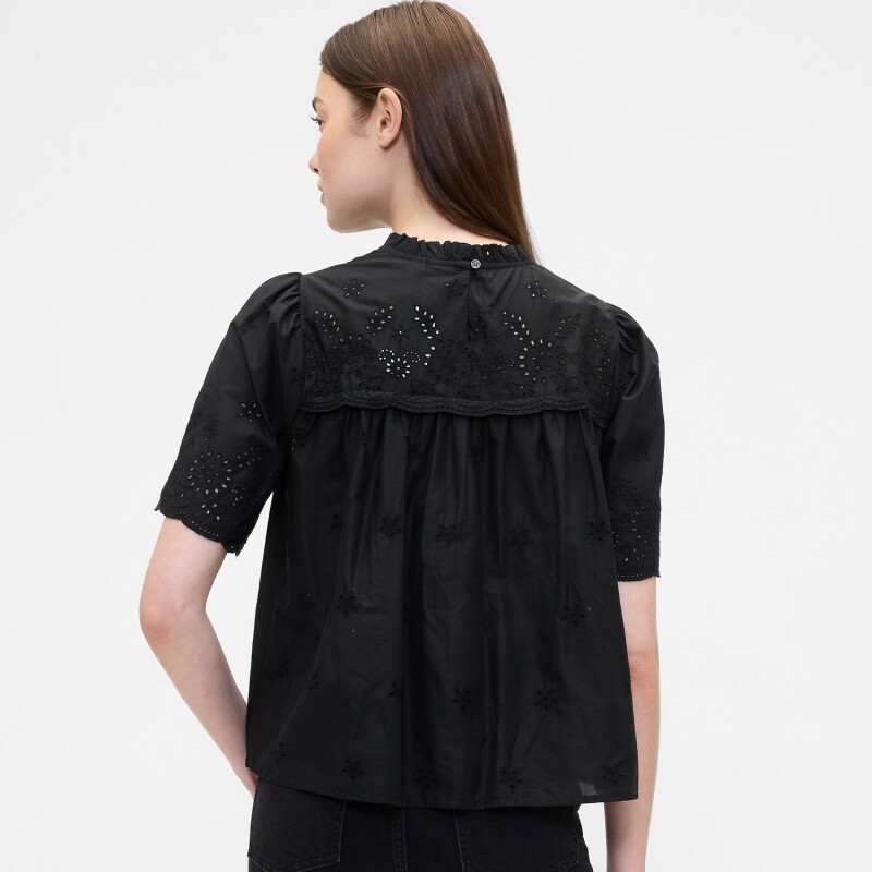 V-SS EYELET SCALLOP TOP BLACK 22