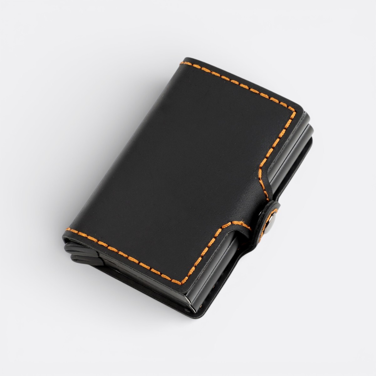 Billetera Rectangular De Cuero - RFID - Negra 