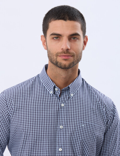 CAMISA SPORT A CUADROS Celeste