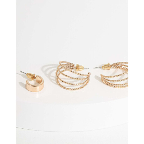 Set De Argollas De Metal Reciclado Dorado