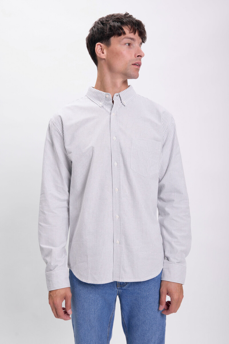 Camisa oxford rayas - Gris 