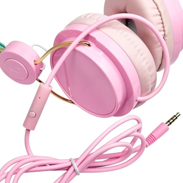 Auriculares Unicornio Cableado Gt Arcoiris Infantil Niños Color Variante Rosado