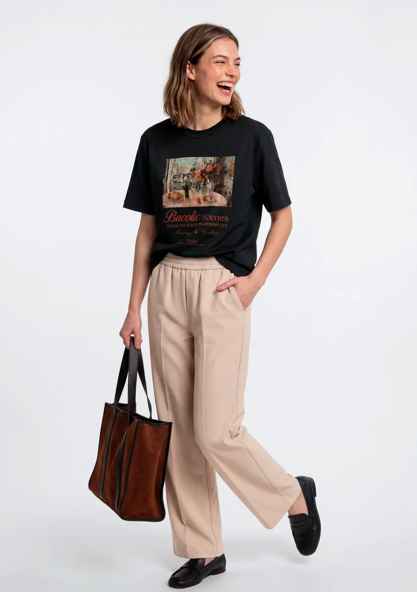 PANTALÓN RECTO DE TELA - BEIGE - BEIGE 