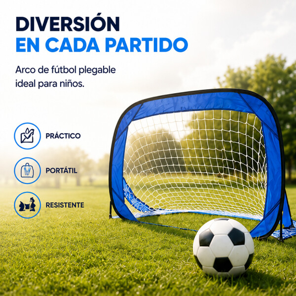 Arco Futbol Plegable Infantil Tela Oxford Facil Armado Niños Variante Color Azul