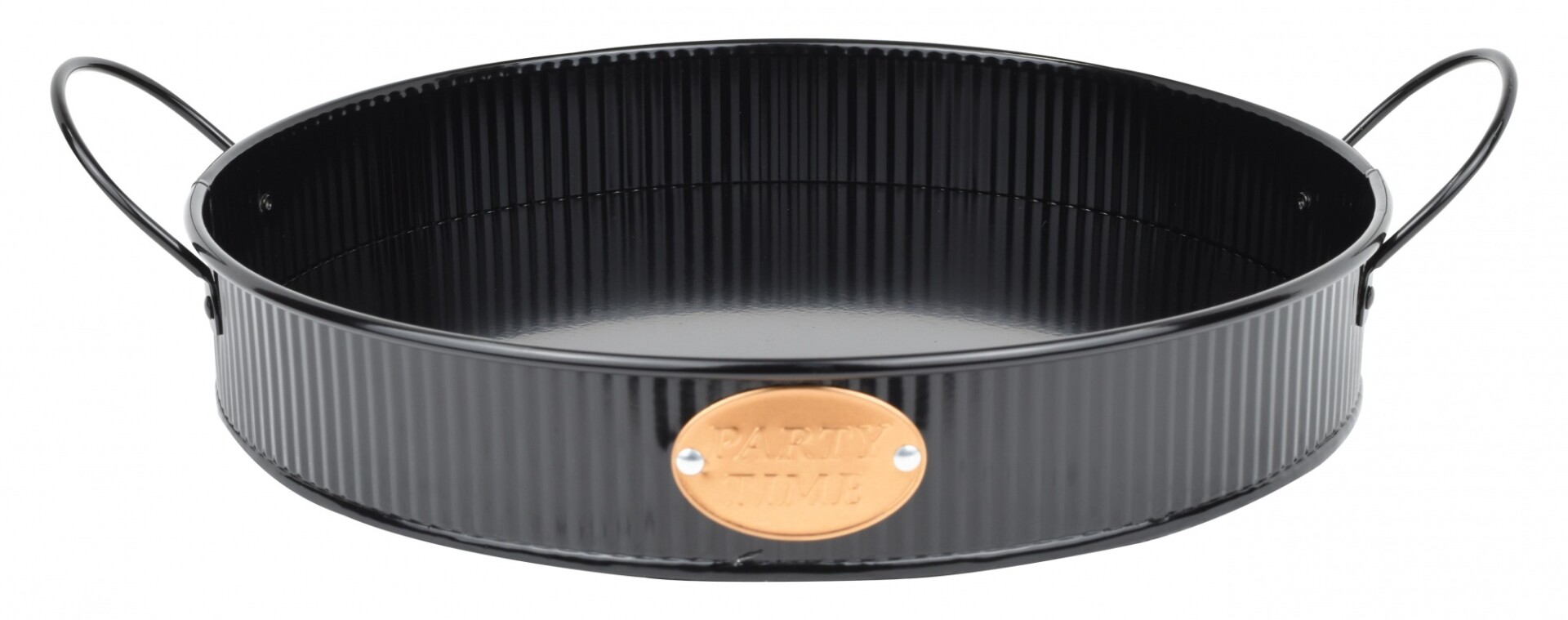 Bandeja De Metal Galvanizado Con Asas Negro 30x5cm 