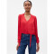 LS VNK TIE NECK TOP MODERN RED