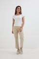Remera off shoulder mangas cortas BLANCO