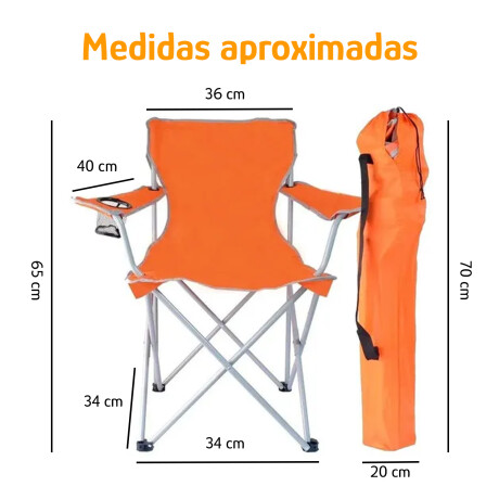 Silla Plegable Infantil 50kg Reforzada Con Portavaso Y Funda Naranja