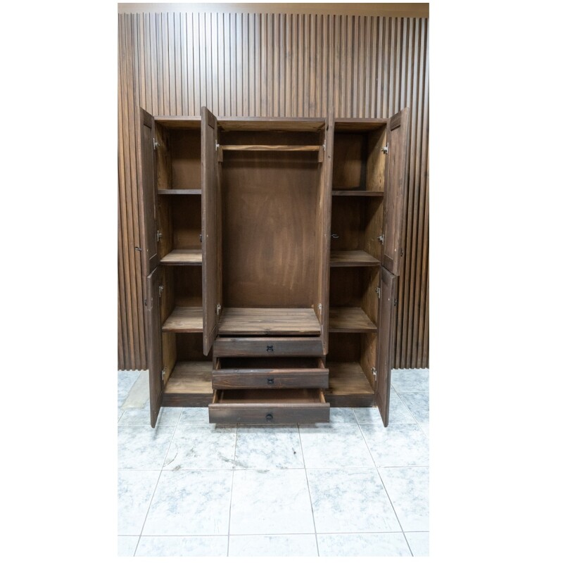 Ropero Madera Pino Macizo 6 Puertas Placard - Nogal Ropero Madera Pino Macizo 6 Puertas Placard - Nogal