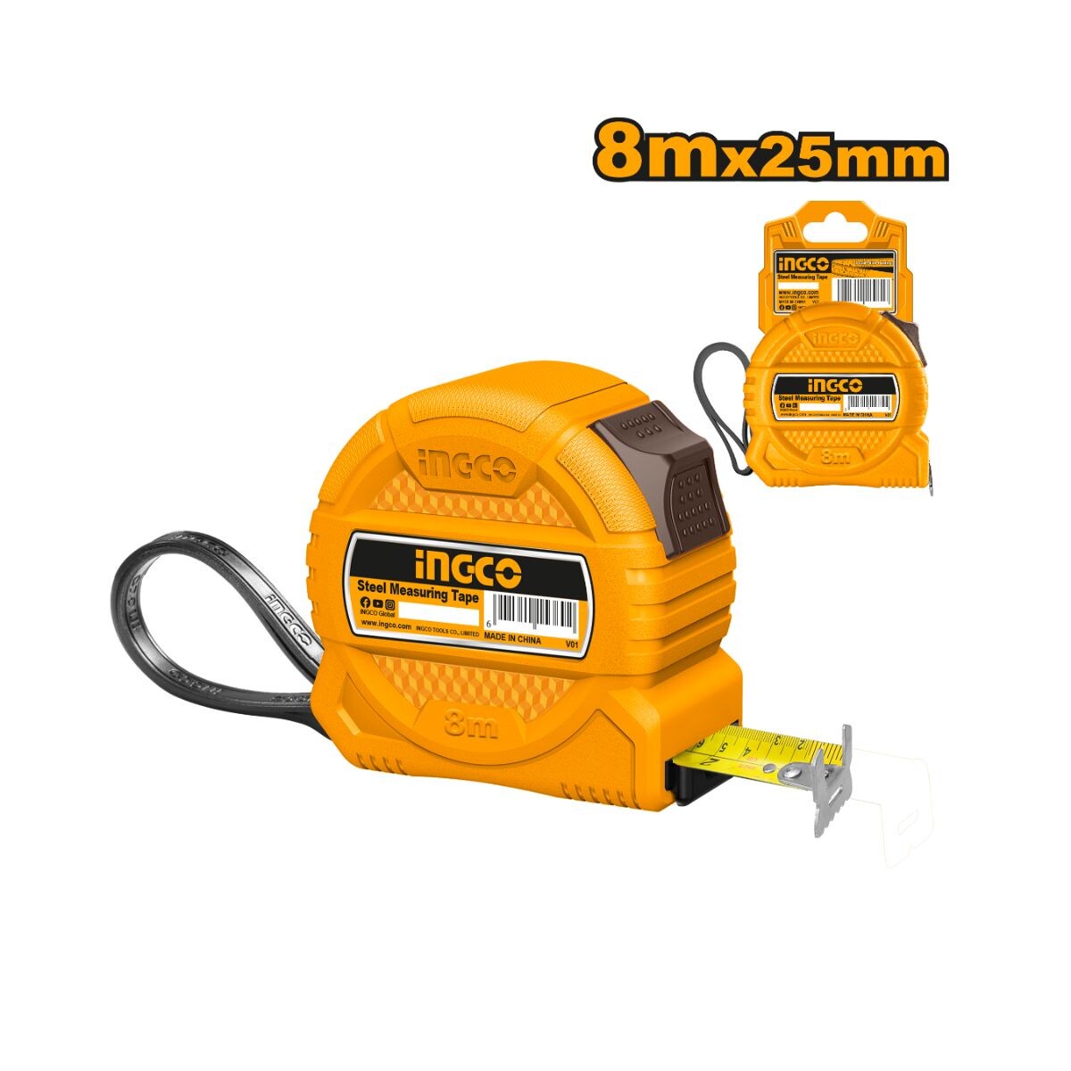 CINTA METRICA 8MTS X 25MM DOBLE IMPRESION INGCO Cinta Metrica 8mts X 25mm Doble Impresion Ingco