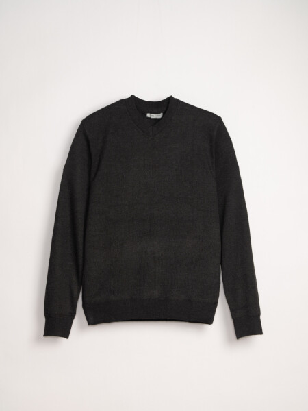 Buzo punto básico cuello v Gris Oscuro