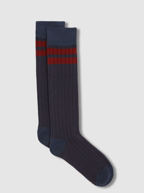 Calcetines Con Raya Azul Claro Azulado