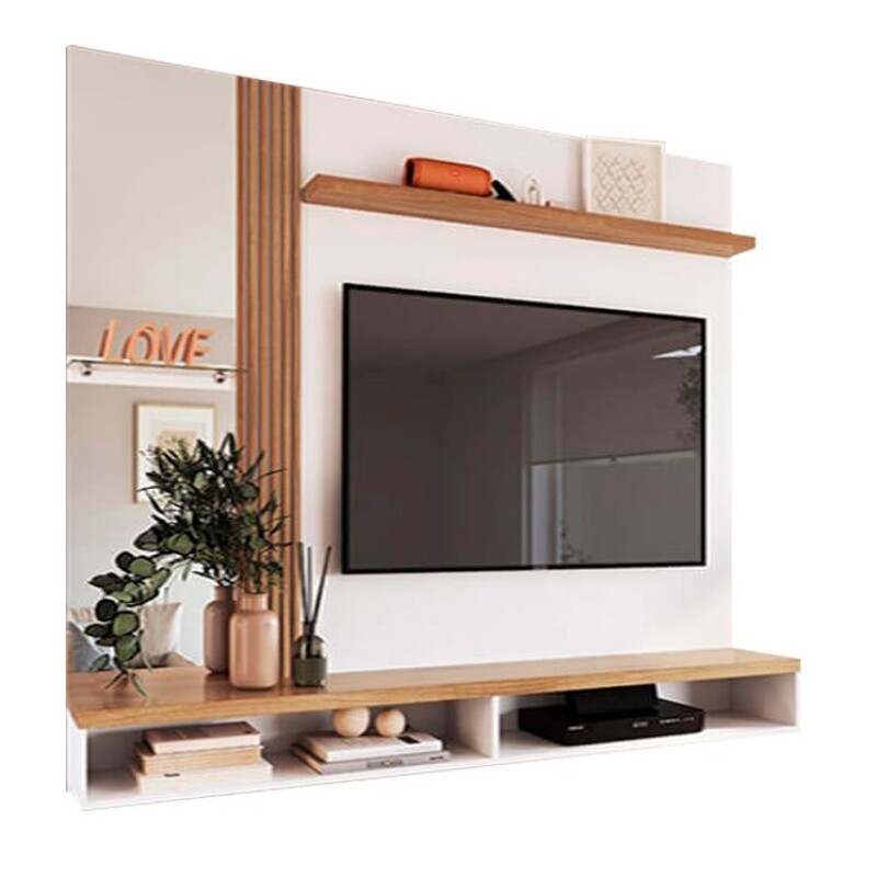 Rack Modular Para Tv Led En Mdp 15mm Hasta 55'' Color Blanco/nogal Rack Modular Para Tv Led En Mdp 15mm Hasta 55'' Color Blanco/nogal