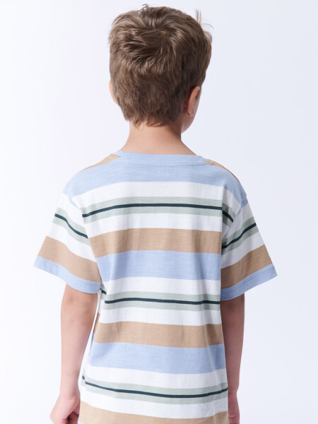 Remera slub rayas Multicolor Blanco