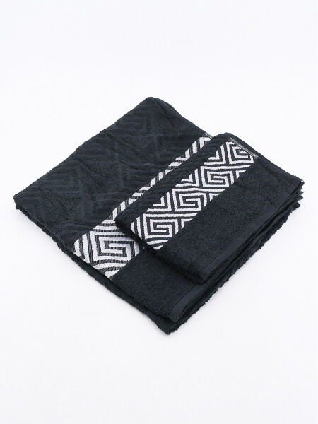 TOALLAS SET ATENAS BAÑO Y ROSTRO NEGRO