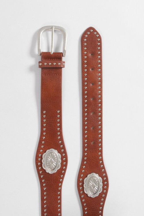 Cinturón aplique medallas marrón