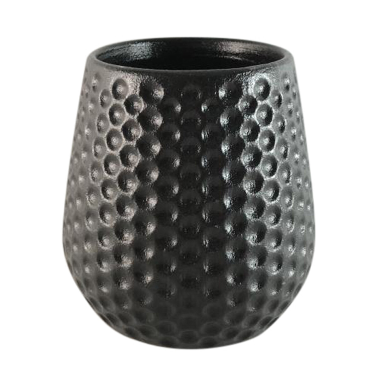 MACETA CERAMICA 12X12X12.5CM "DOTS" NEGRO 