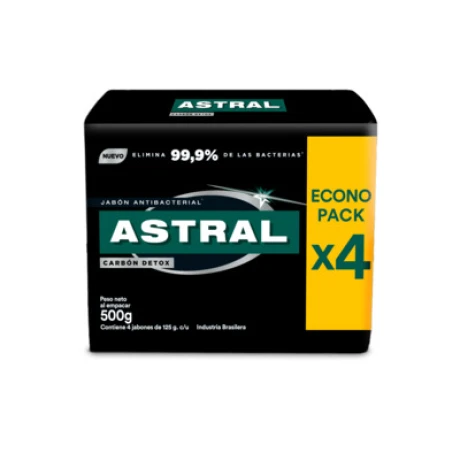 Jabón de Tocador Astral Carbón Detox 125 G 4 U Jabón de Tocador Astral Carbón Detox 125 G 4 U