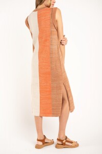 Vestido Raya Vertical Lurex Mocha