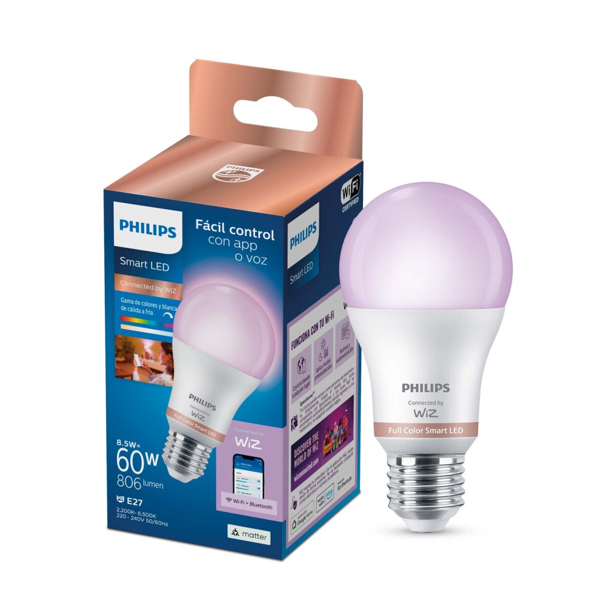 LÁMPARA LED INTELIGENTE PHILIPS - METAL E27 60W A60 