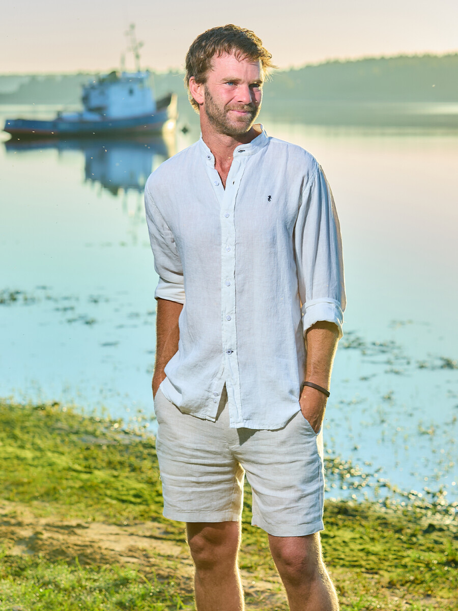 Camisa de lino Cuello Mao - Blanco 