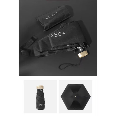 Paragua Compacto Plegable Ligero Impermeable con Filtro UV Negro