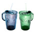 Vaso de vidrio c/sorbito 2 colores 500ml Vaso De Vidrio C/sorbito 2 Colores 500ml