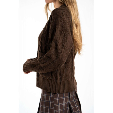 Cardigan Texturado Lana Chocolate