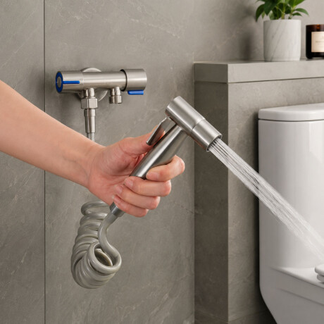 Ducha Higiénica Bidet Para Inodoro Completa Acero Inoxidable Plateado