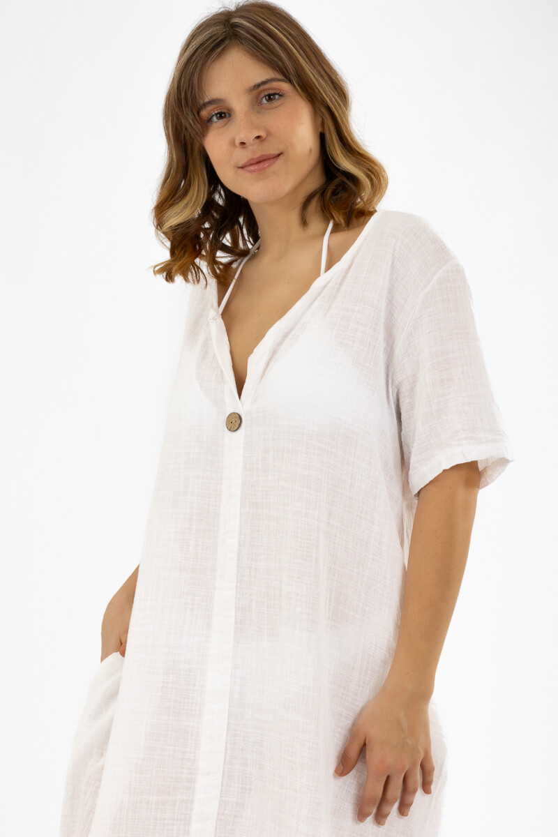 Vestido pocket toscana blanco Blanco