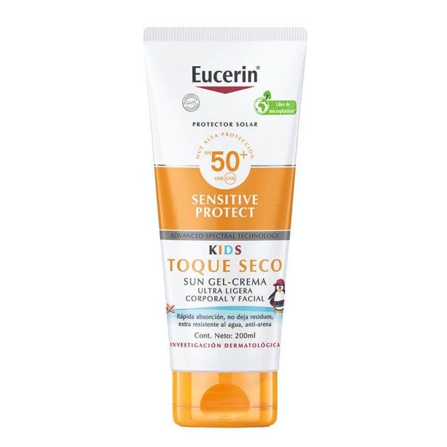 Protector Solar Gel Crema Toque Seco Niños FPS 50 200 ml – Eucerin Protector Solar Gel Crema Toque Seco Niños FPS 50 200 ml – Eucerin