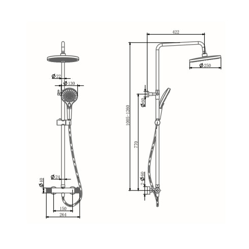 Griferia Barra Ducha En Ac Inox Color Brushed Nickel - Serie Signature 000