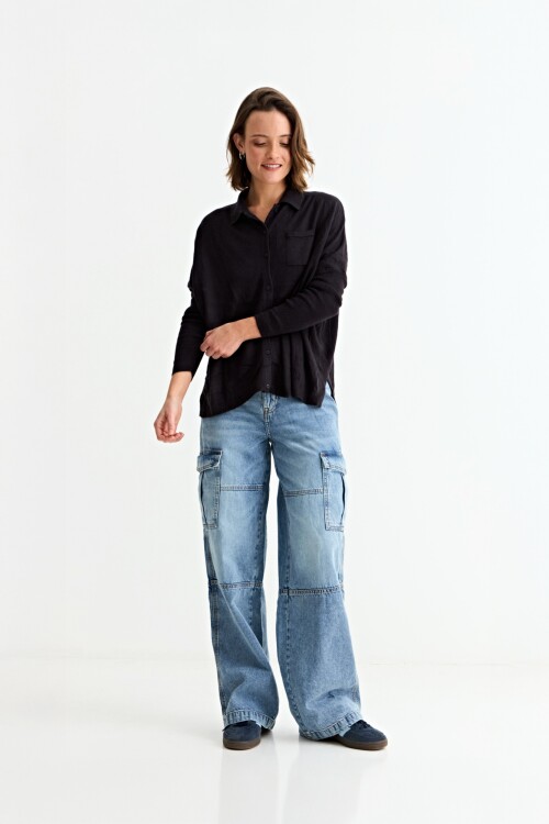 Cardigan con bolsillos NEGRO