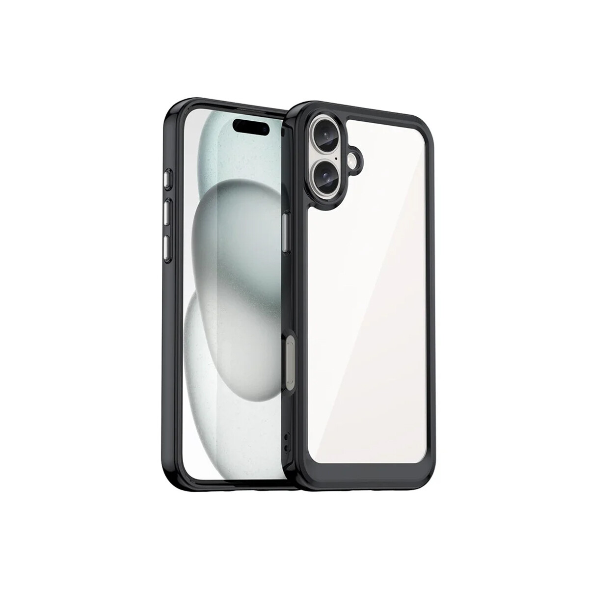 Protector para iPhone 16 bordes color negro 