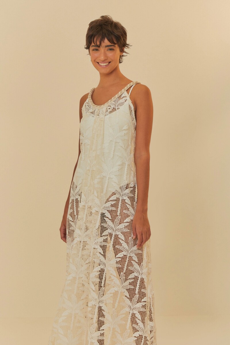 VESTIDO LARGO TELA ARTESANAL Blanco