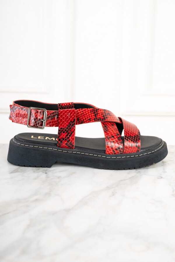 Sandalia Snake Animal Print Rojo