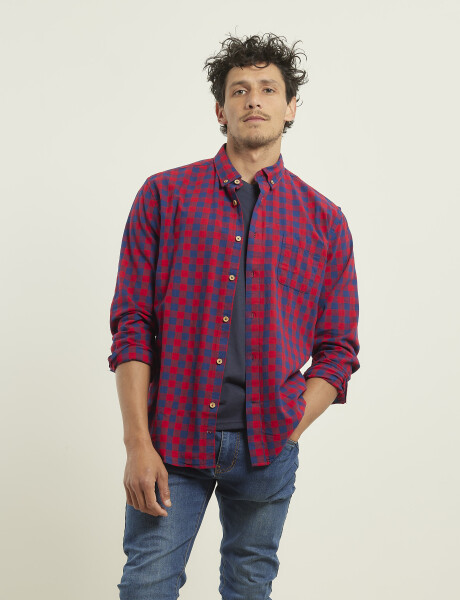 Camisa Harrington Label Rojo/azul Oscuro