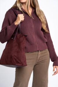 Campera Tejida Algodon Burdeos