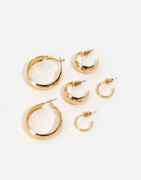 Aros Argollas Set Re Isa Set De Argollas De Metal Reciclado - Dorado
