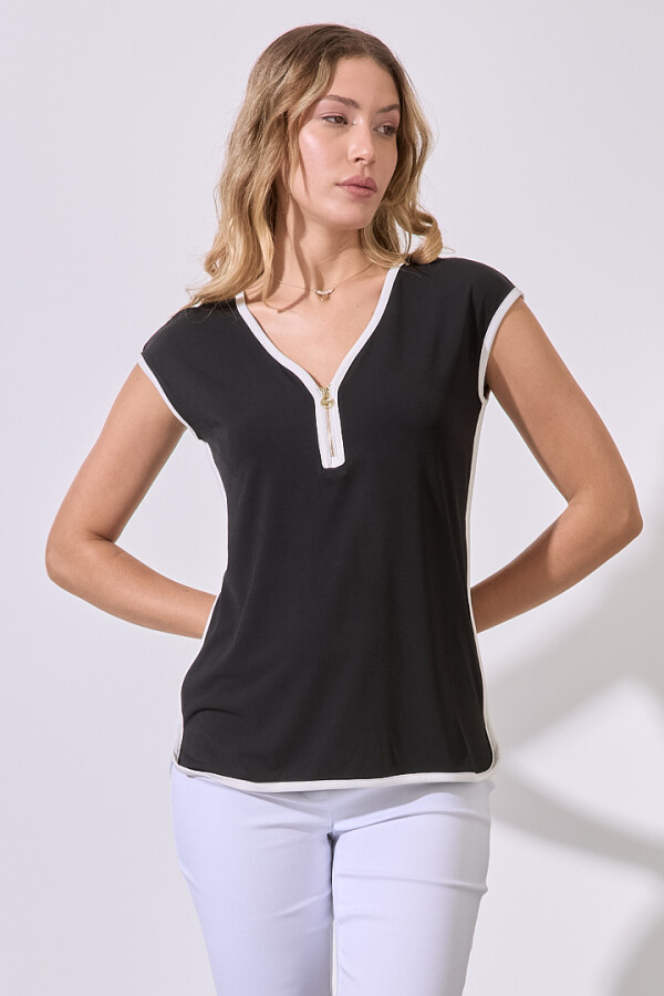 Blusa Zips NEGRO/BLANCO