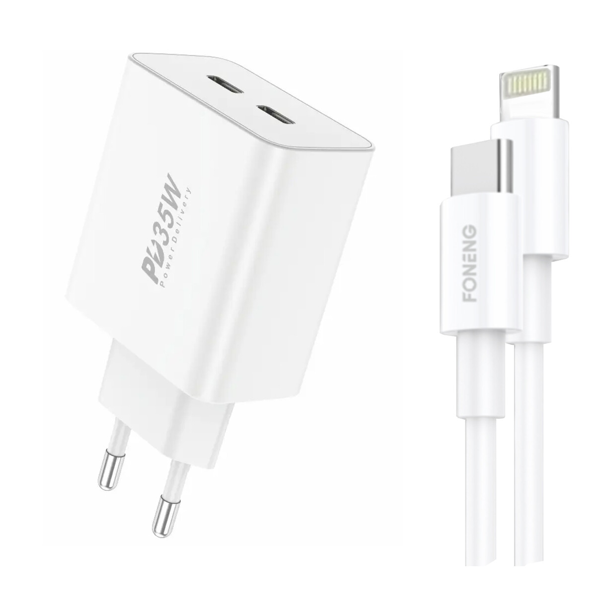 Cargador Foneng Eu50 Pd 35w Tipo-c/ Lightning Con Cable - CARGADOR FONENG EU50 TIPO C A LIGHTNING 