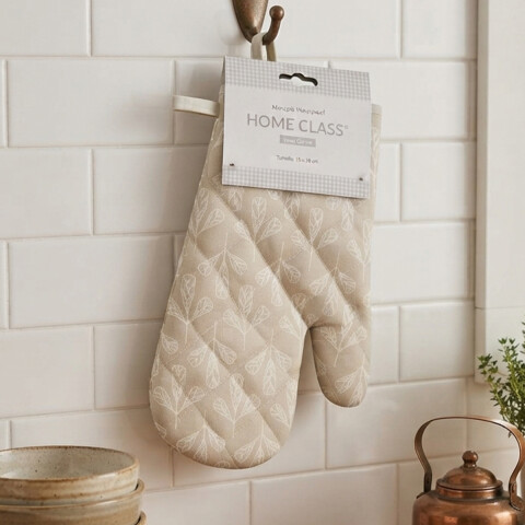 Manopla Impermeable Home Class 18 x 28 cm HOJAS BEIGE