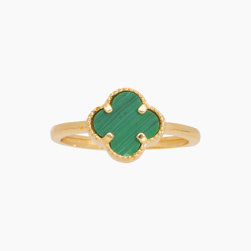 Anillo en oro 18K estilo Van Cleef con piedra malaquita Anillo En Oro 18k Estilo Van Cleef Con Piedra Malaquita